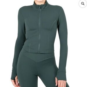 Yitty Active Women's Ultraluxe Cropped Full Zip Jacket in Everpine